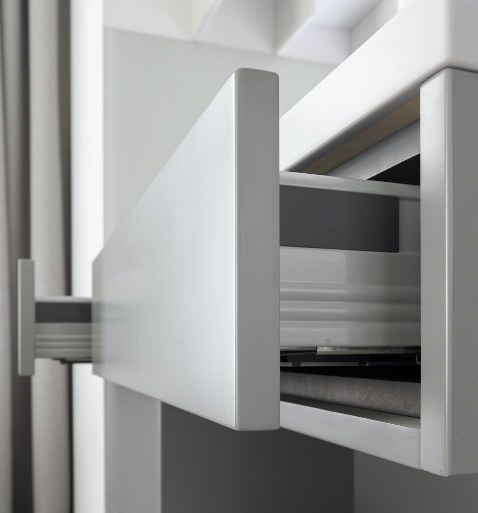 White drawers of modern simple cabinet
